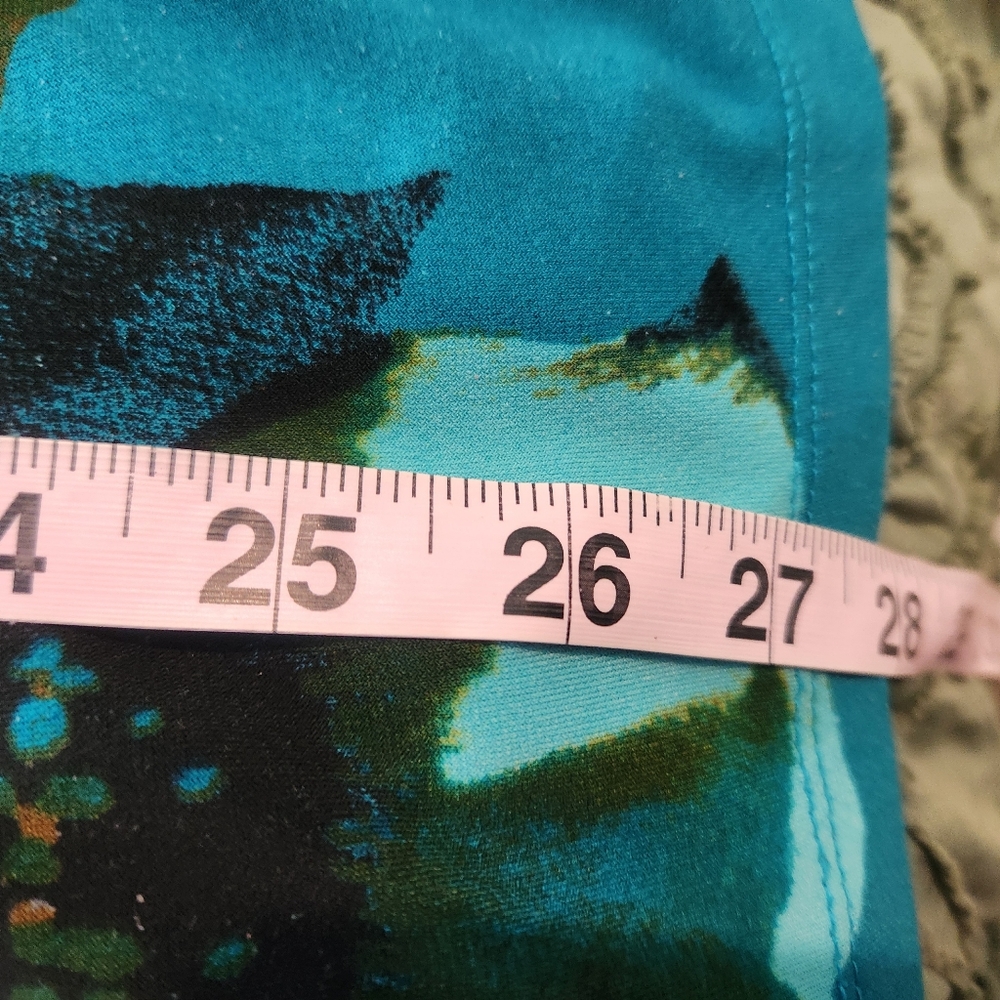 JM Collection Blue, Green & Gold Floral V-Neck Top with Jeweled Embellishments - Picture 6 of 8